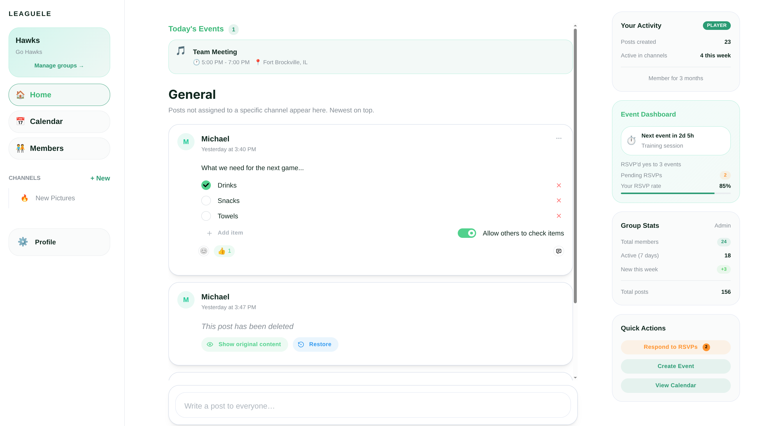 Leaguele Platform Screenshot